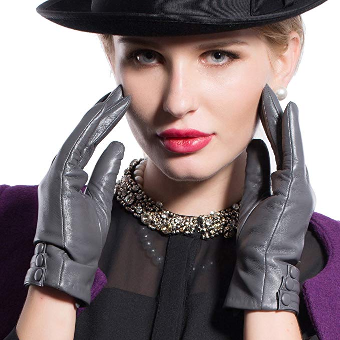 MATSU Fashion Women Winter Warm Touchscreen Texting Driving Leather Gloves 5 Colors(Long Fleece/Cashmere lining)