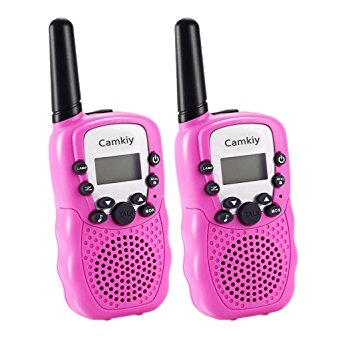 Camkiy 22 Channel Twin Walkie Talkies UHF462-467MHz 2-Way Radio 3KM Range Interphone US (Pack of 2, Pink) ­