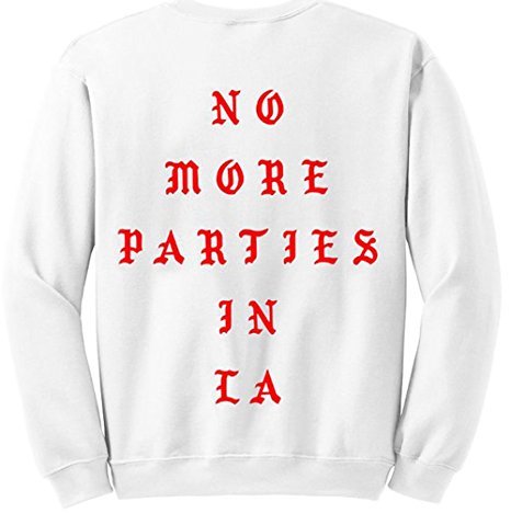 No More Parties in LA Kanye West White Unisex Crew Neck Sweatshirt Sweater