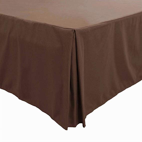 PiccoCasa Pleated Bed Skirt Classic Tailored Styling Dust Ruffled Hotel Quality, 14 Inch - Queen Pale Brown