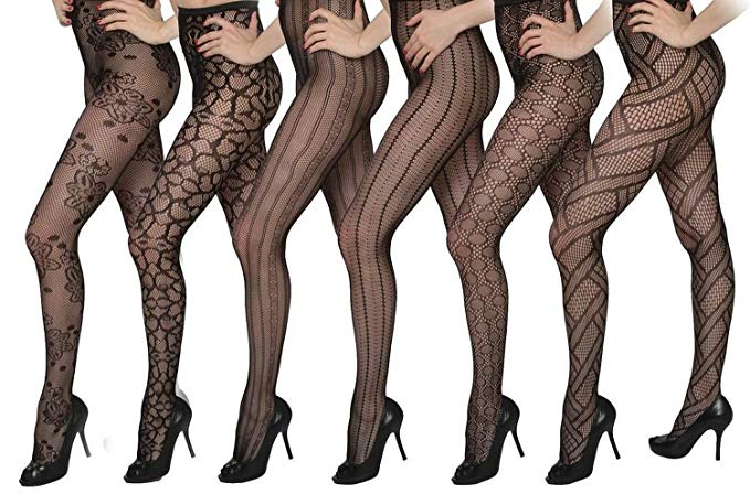 Isadora Paccini Women's 6-Pack Fishnet Lace Pantyhose Tights