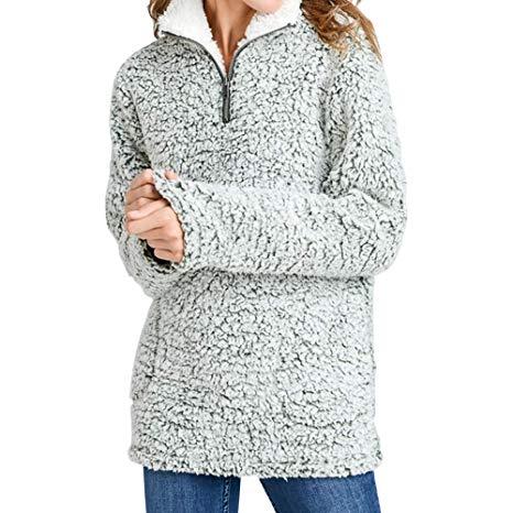 Love Tree Women's Sherpa 1/4 Zip Pullover Fleece Sweatshirt Long Sleeves