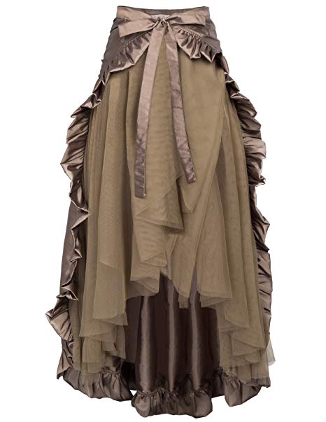 Belle Poque Women's Steampunk Gothic Skirt Victorian Ruffles Pirate Skirt Wrap/Cape BP000206