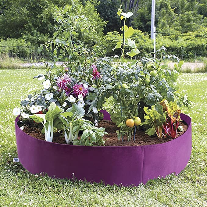 Fabric Raised Planting Bed, Garden Grow Bags Herb Flower Vegetable Plants Bed Round Planter,Purple,Dia36 x 12"