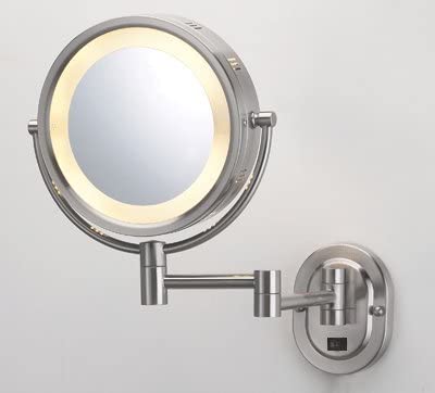 SeeAll 8" Brushed Nickel Finish Dual Sided Surround Light Wall Mount Makeup Mirror (Hardwired Model)