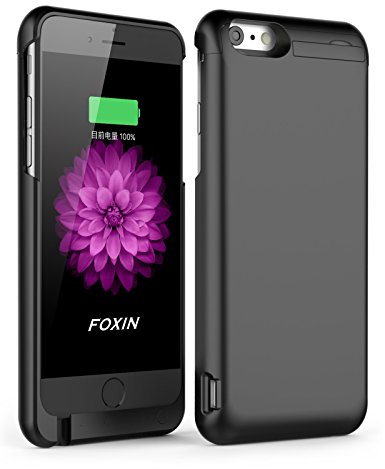 iPhone 6 Plus Battery Case, Foxin 8000 mAh Extended Battery Case Rechargeable Power Bank Charging Case for iPhone 6 Plus (5.5 inch) (8000mah Black)