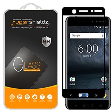 [2-Pack] Supershieldz For Nokia 6 Tempered Glass Screen Protector, [Full Screen Coverage] Anti-Scratch, Bubble Free, Lifetime Replacement Warranty (Black)