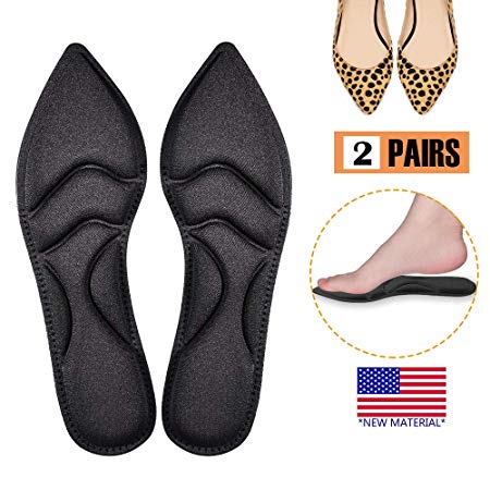 Shoe Insoles Women, High Heel Insoles, (2 Pairs) Arch Support Insoles Breathable, New Material, 5D Sponge Barefoot Comfort Insoles, for Massaging, Arch Pain and Foot Pain Relieve