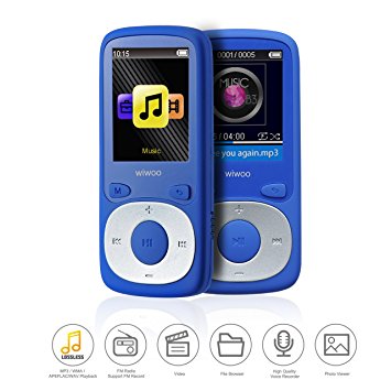 Wiwoo 8GB MP3/MP4 Player With FM Radio/Voice Recorder, With Independent Lock & Volume Control,Expandable Up to 64GB,Works 20 Hours(Blue)