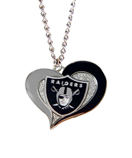 NFL Swirl Heart Necklace Oakland Raiders Chain