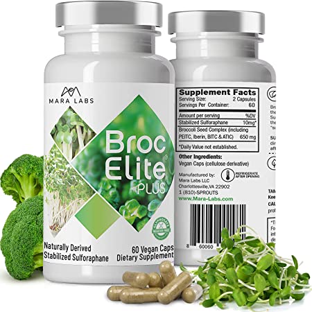 BrocElite PlusTM Broccoli Sulforaphane Extract Supplement for Immune Support, Mental Clarity, Chronic Inflammation, Environmental toxins, Non-GMO, 60 Capsules