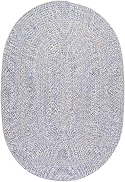 Super Area Rugs Blue, Beige Braided Rug Farmhouse Kitchen Braided Rugs - Washable Area Rug - Accent/Throw Rug - Oval 3' X 5'