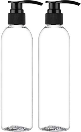 Empty Lotion Pump Bottles, BPA-Free Refillable Plastic 8 Oz Crystal Clear PET Containers, Great for - Soap, Shampoo, Lotions, Liquid Body Soap, Creams and Massage Oil's, 2 Pack