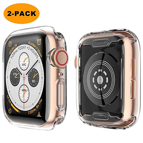 [2 Pack] Langboom for Apple Watch 4 Clear Case with TPU Screen Protector 44mm - All Around Protective Case HD Ultra-Thin Cover for iwatch Series 4 44mm