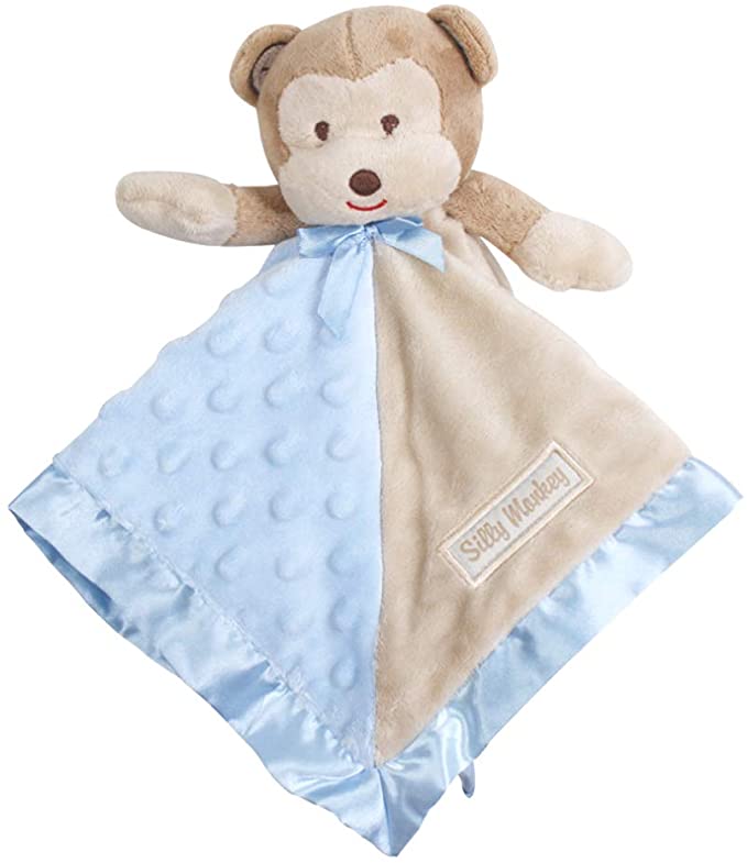 Rest-Eazzzy Premium Baby Monkey Security Blanket, Lovely Stuffed Animal Blankie for Newborn Cuddle, 15×15 inch