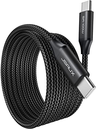 USB C to USB C 100W Cable 10ft, JSAUX USB Type C Fast Charging Charger Cord Compatible with MacBook Pro 2020/2019/2018, iPad Air 4, iPad Pro 2020/2018, Galaxy S21 S20 Ultra Note 20 10 Plus, etc-Black