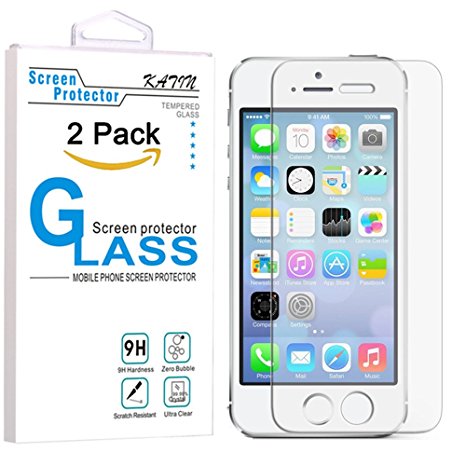 iPhone SE Screen Protector - KATIN [2-Pack] Apple iphone SE 5 5S 5C 9H Premium Tempered Glass , 3D Touch Compatible with Lifetime Replacement Warranty