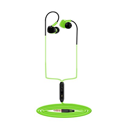 Plustore Wired In-Ear Sport Headphone with Mic and Remote,Stereo Sweatproof Workout Earphone For IPhone And Android Device(Green)