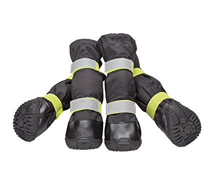 All Weather Dog Shoes SOMAN Water Resistant Paw Protector Dog Boots for Snow with Reflective Velcro Straps 4pcs Pack