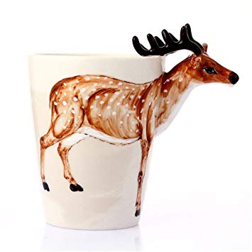 3D Coffee Mug, Handmade Hand Painted Creative Art Mug Ceramic Milk Cups Travel Mug Ocean Deer Style