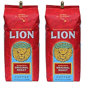 Lion Coffee, Original, Medium Roast, Ground, 24 Ounce Bag (Pack of Two)