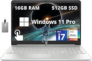 HP 15.6" FHD Touchscreen Business Laptop, Intel i7-1255U, 16GB RAM, 512GB PCIe SSD, Intel Iris Xe Graphics, Num Pad, Webcam, Windows 11 Pro, Natural Silver, 32GB Hotface USB Card