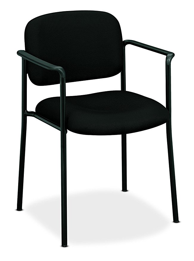 basyx by HON Guest Chair - Upholstered Stacking Chair with Arms, Office Furniture, Black (VL616)