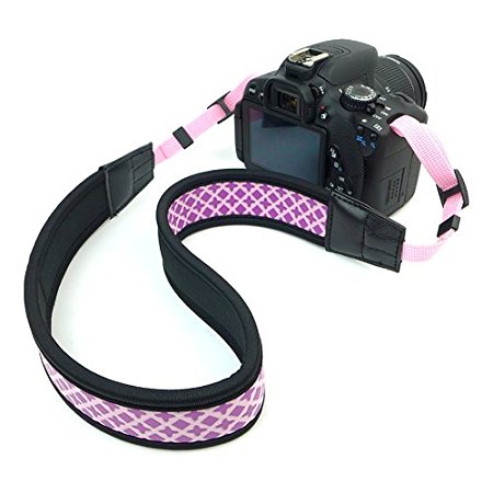 GTMax Purple Anti-Slip Soft Neoprene Camera Shoulder/Neck Strap Belt for Canon Nikon FujiFilm Sony Pentax Panansonic and more Digital Cameras with Cleaning Cloth