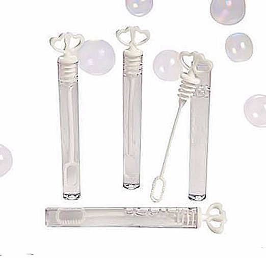 100 White Heart Bubble Tube Favors - Great Wedding Favor For Your Quests