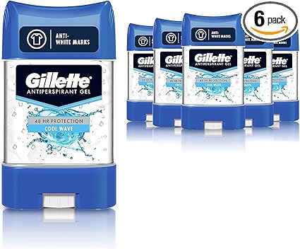 Gillette Antiperspirant Deodorant Gel For Men, 420 ml (70 ml x 6), 48-Hour Invisible Sweat and Odour Protection, Cool Wave