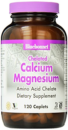 BlueBonnet Albion Chelated Calcium Magnesium Caplets, 120 Count