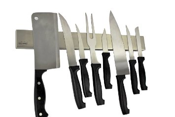 Magnabode 16" Magnetic Knife Holder - Magnetic Knife Bar Made From High Quality Stainless Steel - Zero Stress Magnetic Knife Strip Installation - Extra Strength Magnets Easily Support Heavier Knives
