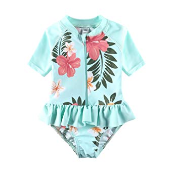Vivafun Baby Girl Sun Protective Swimwear Infant Toddler Rash Guard Shirt