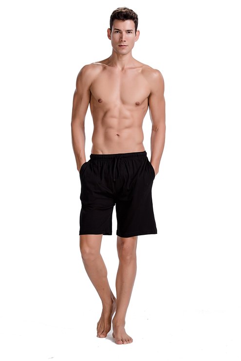 CYZ Men's 100% Cotton Knit Sleep Shorts-BlackNoStripe-2XL