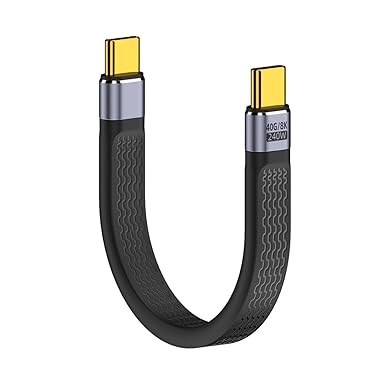 CY USB4.0 Cable 240W Power Type-C USB-C Male to Male USB4 40Gbps 100W 8K Flat Slim FPC Data Cable 13cm
