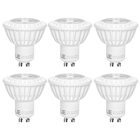 LE Pack of 6 Units, 5W MR16 GU10 LED Light Bulbs, 50W Halogen Bulbs Equivalent, 400lm, 38° Spot Beam Angle, Warm White, 3000K, Not Dimmable Recessed Lighting, Track Lighting, Spotlight