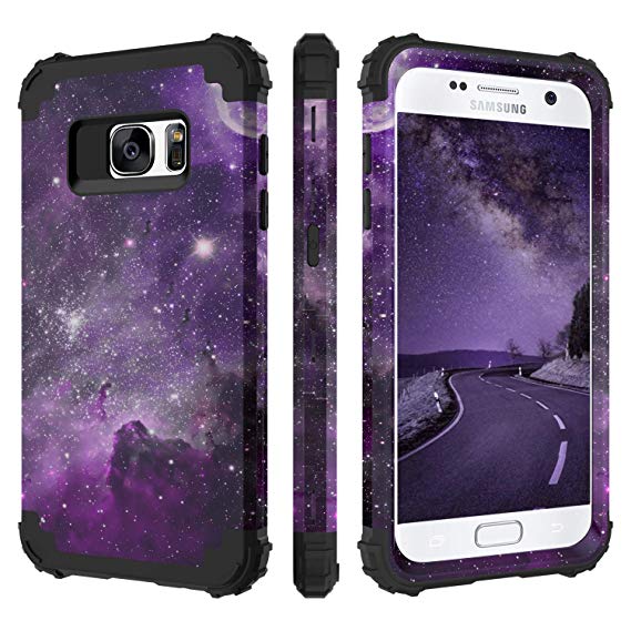 BENTOBEN Case for Samsung S7, 3 in 1 Hybrid Hard PC Soft Rubber Heavy Duty Rugged Bumper Shockproof Antislip Three Layers Full Body Protective Phone Cover for Galaxy S7, Space