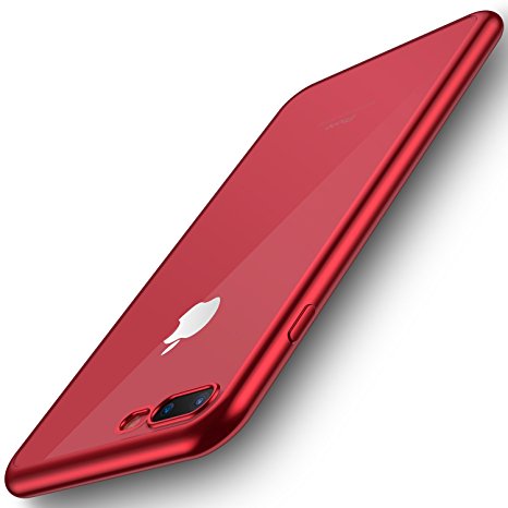 iPhone 7 Plus Case,RANVOO Ultra Slim Thin with Premium Flexible and Transparent Plastic Back Plate Protective Clear Case for Apple iPhone 7 Plus(Red)