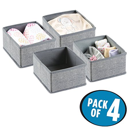 mDesign Fabric Baby Nursery Closet Organizer for Clothing, Bibs, Diapers, Wipes, Lotion - Pack of 4, Gray