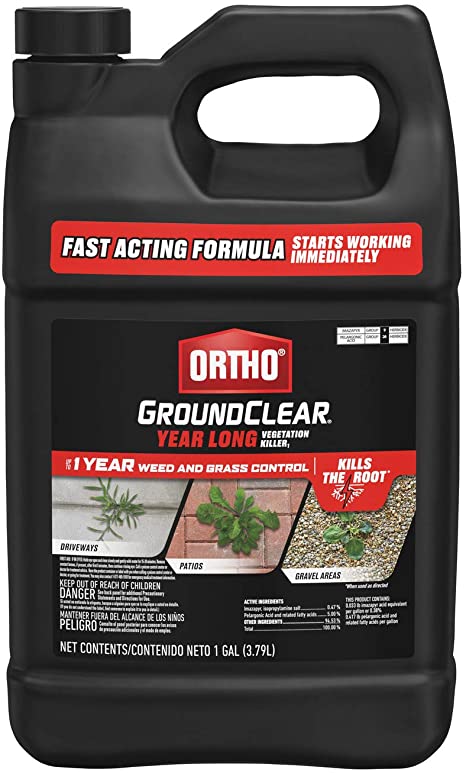 Ortho GroundClear Year Long Vegetation Killer1 - Concentrate, Visible Results in 3 Hours, Kills Weeds and Grasses to the Root When Used as Directed, Up to 1 Year of Weed and Grass Control, 1 gal.
