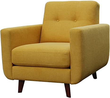 Amazon Brand – Rivet Sloane Mid-Century Modern Armchair with Tapered Legs, 32.7"W, Yellow