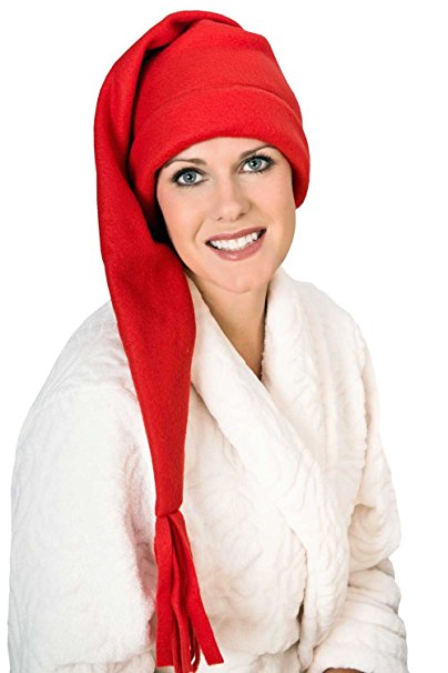 Elf Sleep Cap - Fleece Stocking Sleeping Night Hat for Women
