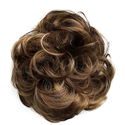 PRETTYSHOP Scrunchie Scrunchy Bun Up Do Hair piece Hair Ribbon Ponytail Extensions Wavy Curly or Messy brown mix 30H26