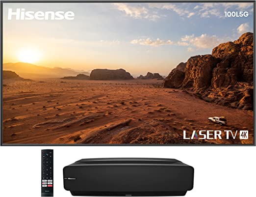 Hisense 100L5G - 100"4K UHD Home Theatre Laser TV Bundle Dolby-Atmos Smart DLP Technology Short-Throw Android Laser TV Projector with Screen (2021)