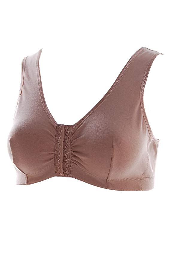 Ladies Gemm Cotton Lycra Non Wired Front Fastening Bra CB222 SKIN B-DD Cup