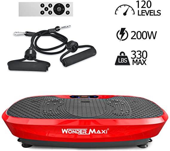 3D Vibration Platform Exercise Machine, Dual Motor Oscillation Whole Body Vibration Fitness Plate with Remote Control and Resistance Bands for Weight Loss Toning(Red)