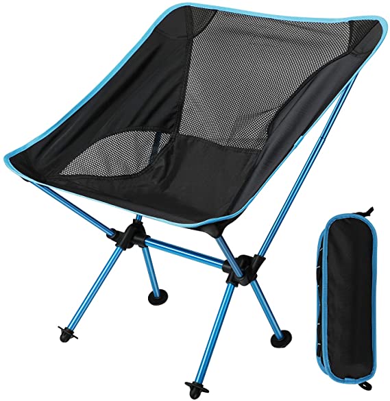 EXTSUD Outdoor Folding Chair, Portable Camping Chair, Portable Foldable Aluminum Camping Travel Chair Fishing Hiking Stool Backpacking Seat Stool (Hold up to 300 lb)