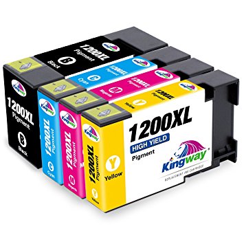 Kingway Compatible PGI-1200 XL Pigment Ink Tank Replacement for Maxify MB2320 MB2020 MB2120 MB2720 Inkjet Printer (1 Black, 1 Cyan, 1 Magenta,1 Yellow,4 Pack)