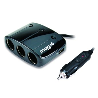 gofanco® 3-Socket Cigarette Lighter 12/24V 120W DC Power Splitter with 2 USB Charging Ports to power in-car gadgets and also charges mobile devices