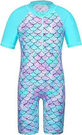 TFJH E One Piece Girls Swimsuit UPF 50  UV Swimwear with Zipper 3-14 Years